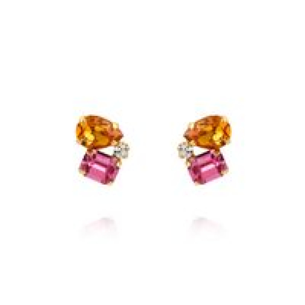Dani Earrings - Gold/Dark Orange Combo
