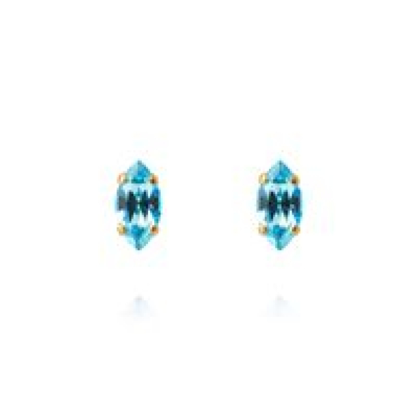 Petite Navette Earrings - Gold/Aquamarine