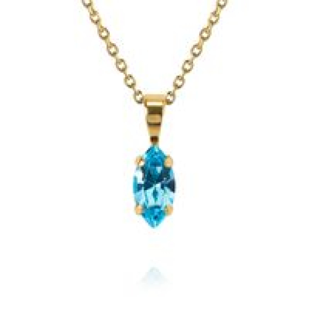 Petite Navette Necklace - Gold/Aquamarine