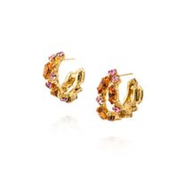 Gigi Earrings - Gold/Dark Orange Combo