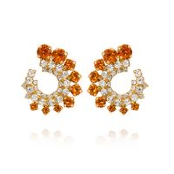 Halo Statement Earrings - Gold/Dark Orange Combo