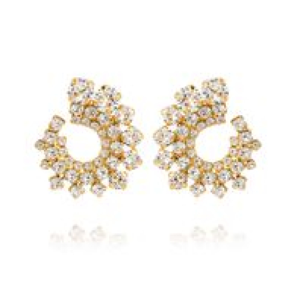 Halo Statement Earrings - Gold/Crystal