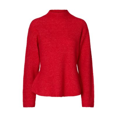SLWLULU LS Knit Peplum High Neck - Scarlet Smile Melange