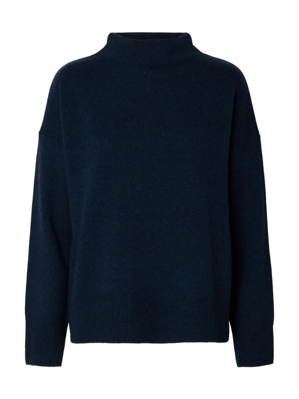 SLWGRY LS Knit T-Neck - Dark Sapphire Melange