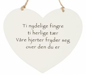 Hjerteskilt Ti nydelige... hvitt 13x11cm