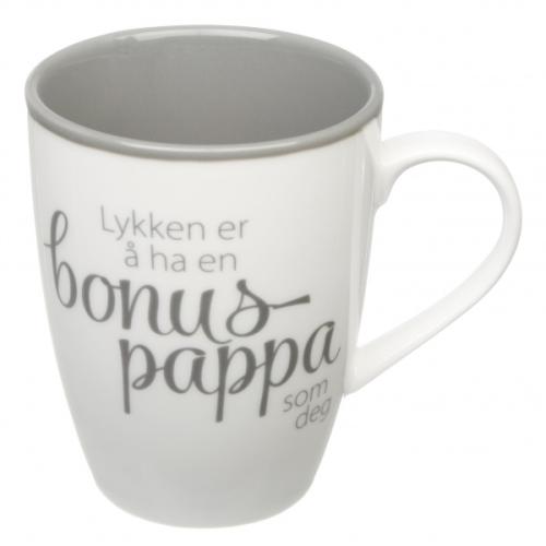 Krus Lykken...bonuspappa hvit m/grå